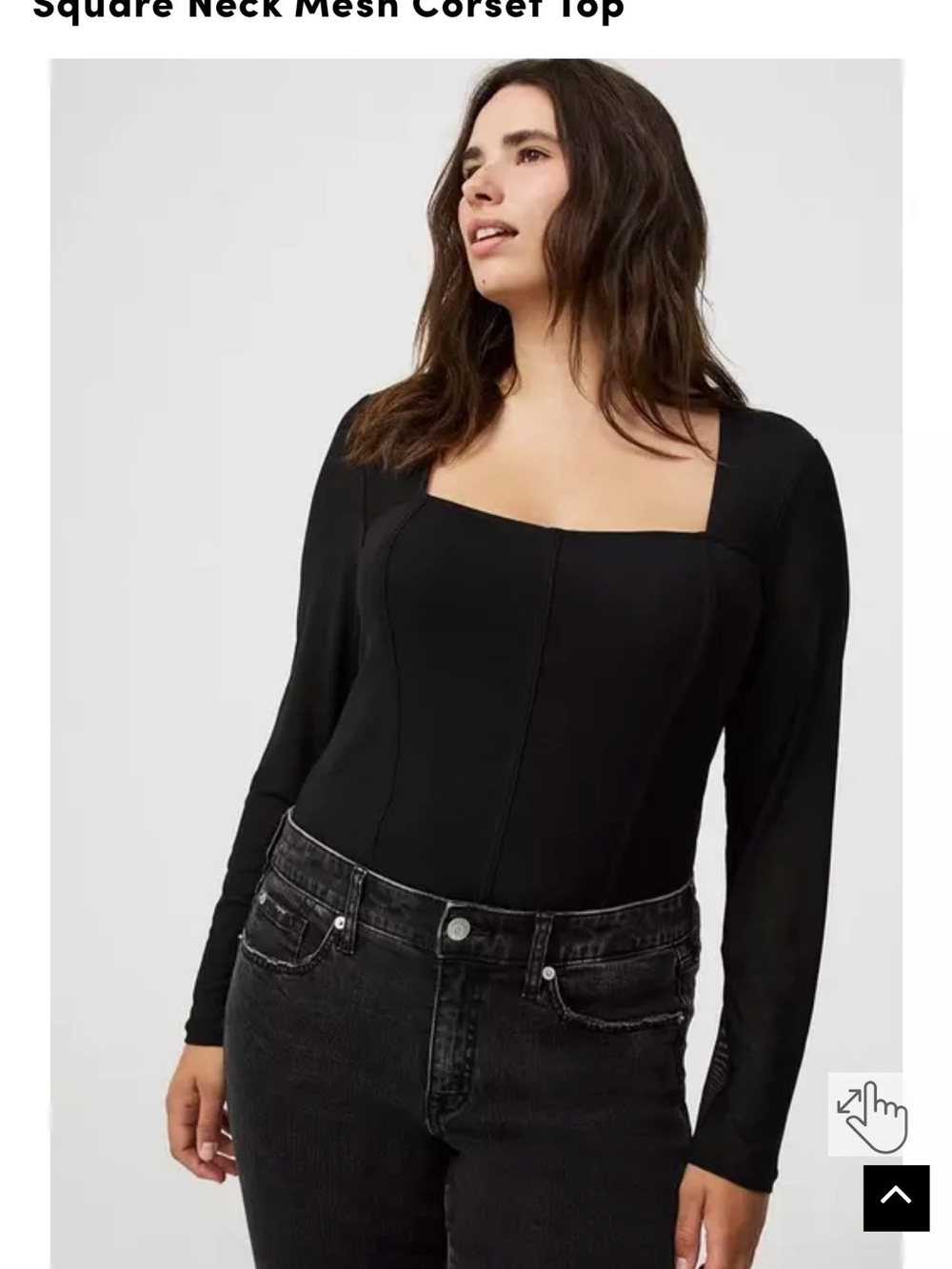 torrid NWT Black Square-Neck Long Sleeve Mesh Corset Top